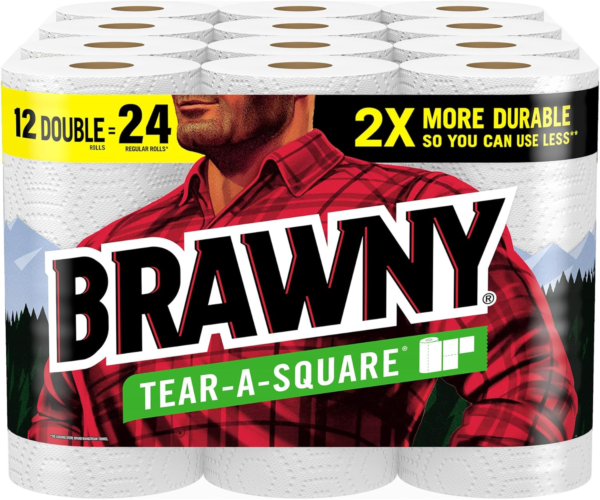 Tear-A-Square Paper Towels, 12 Double Rolls = 24 Regular Rolls, 3 Sheet Sizes (Quarter, Half, Full), Strength for All Messes, Cleanups, and Meal Prep - Image 2