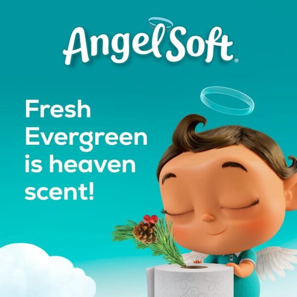 Toilet Paper with Fresh Evergreen Scented Tube, 8 Mega Rolls = 32 Regular Rolls, Soft and Strong Toilet Tissue - Image 2